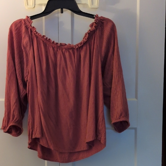 Women's Ruffled Blouse - Rust - Picture 6 of 6
